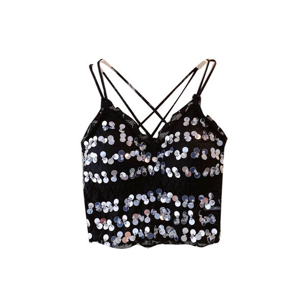 Sieviešu īss topus ar fliteriem un plānām lencēm