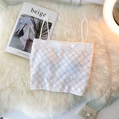 Bustiera scurta de dama cu pietre si bretele subtiri