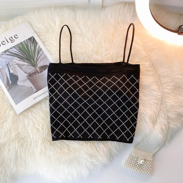 Bustiera scurta de dama cu pietre si bretele subtiri