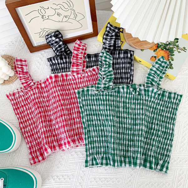 Maiou de damă în carouri model nou cu decolteu pătrat