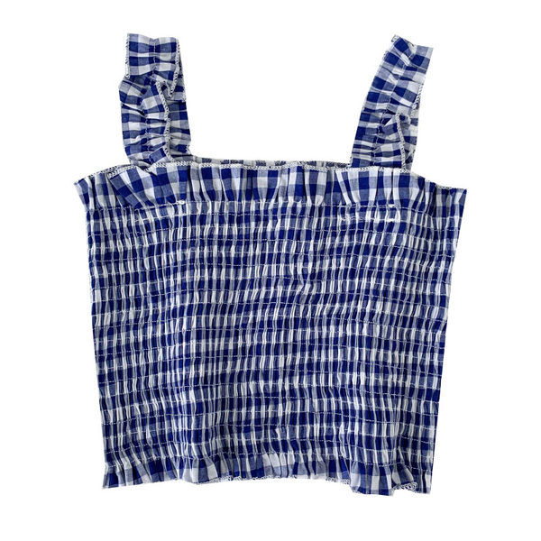 Maiou de damă în carouri model nou cu decolteu pătrat