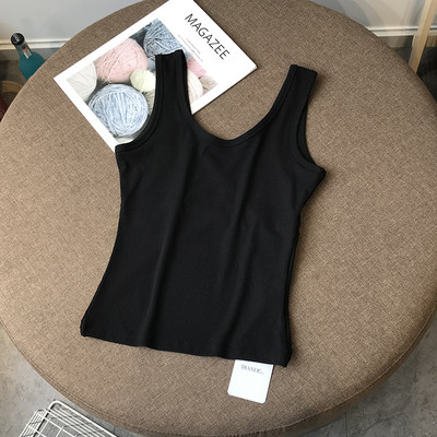 Ženska majica bez rukava od samta sa širokim naramenicama i špic izrezom