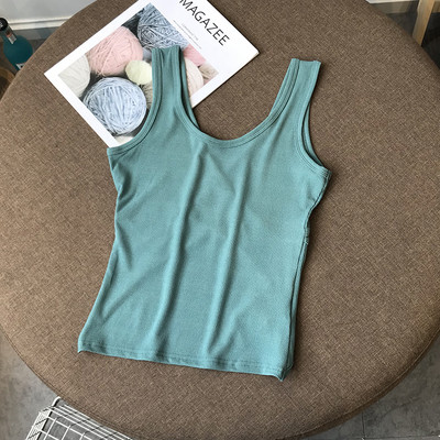 Ženska majica bez rukava od samta sa širokim naramenicama i špic izrezom