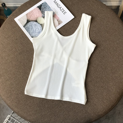 Ženska majica bez rukava od samta sa širokim naramenicama i špic izrezom