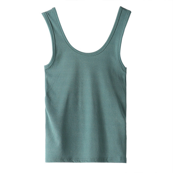 Ženska majica bez rukava od samta sa širokim naramenicama i špic izrezom