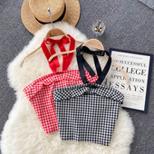 Sieviešu rūtains krūšturis ar kaklasaites divās krāsās