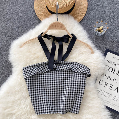 Sieviešu rūtains krūšturis ar kaklasaites divās krāsās