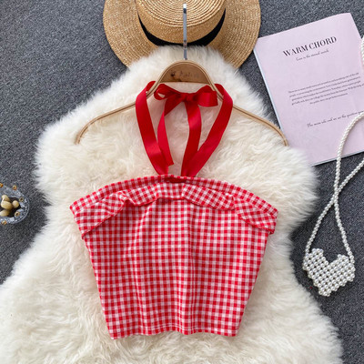 Sieviešu rūtains krūšturis ar kaklasaites divās krāsās