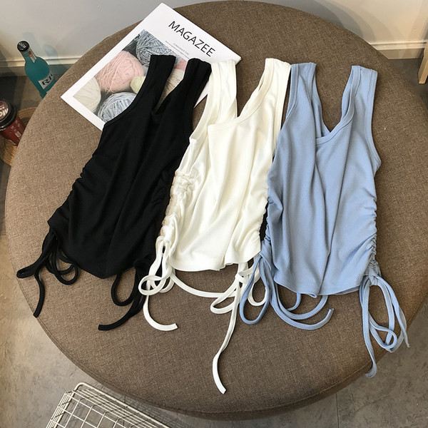 Top scurt de dama cu bretele si cravate largi