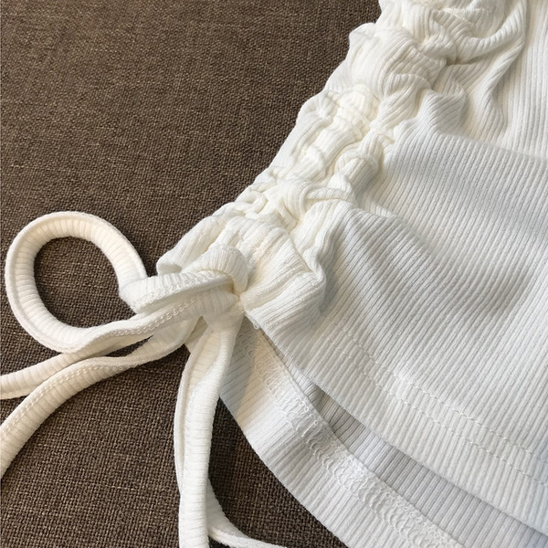 Top scurt de dama cu bretele si cravate largi