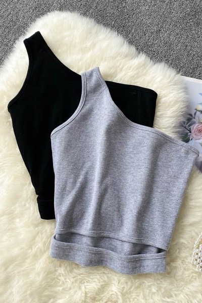 Sieviešu bikses ar vienu siksnu melnā un pelēkā krāsā