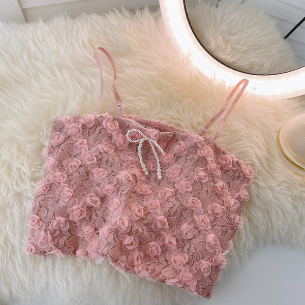 Bretele de dama cu panglica si perle