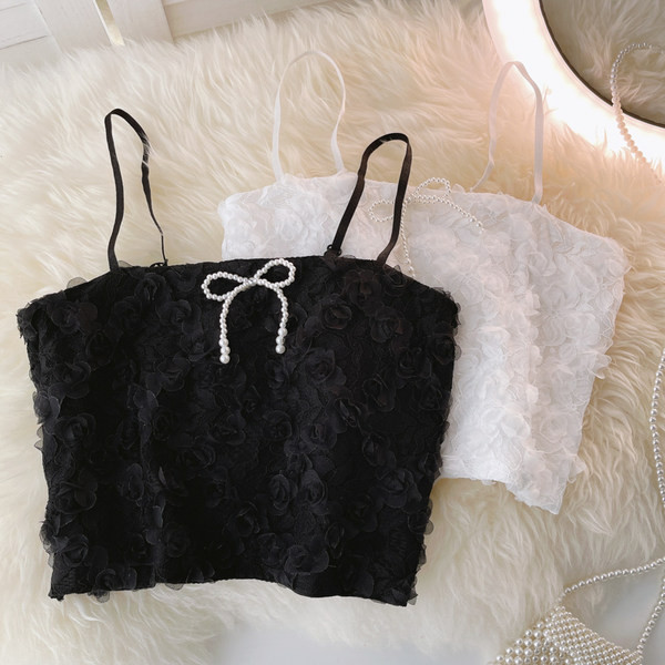 Bretele de dama cu panglica si perle