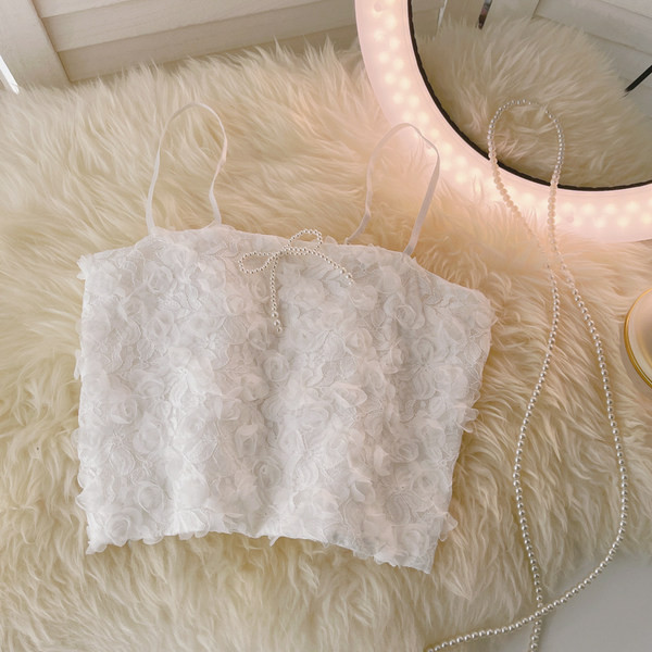 Bretele de dama cu panglica si perle