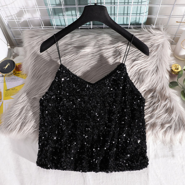 Maieu modern de dama - cu paiete si bretele subtiri