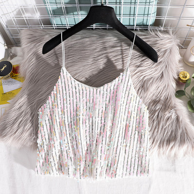 Maieu modern de dama - cu bretele subtiri si paiete