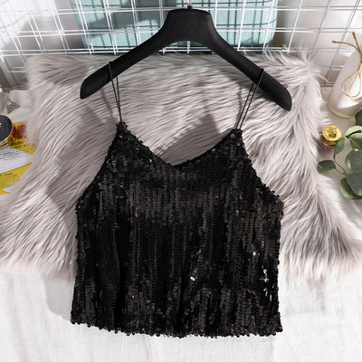 Maieu modern de dama - cu bretele subtiri si paiete