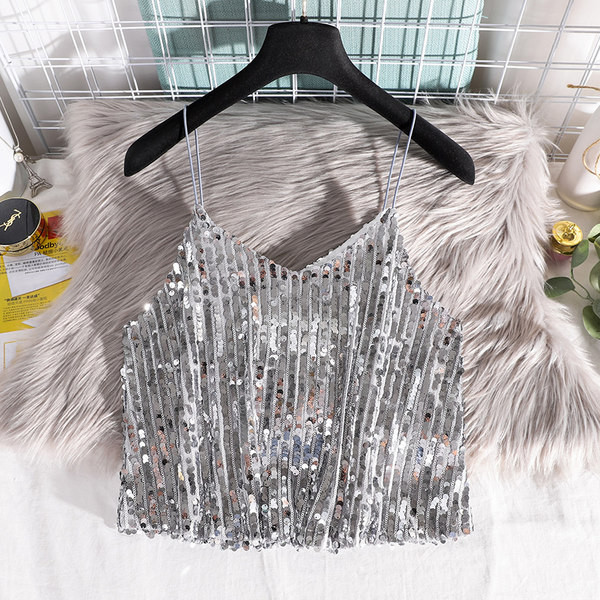 Maieu modern de dama - cu bretele subtiri si paiete