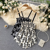 Maieu lat de damă cu bretele subțiri în două culori