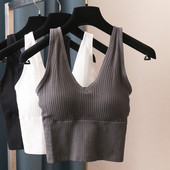 Дамски къс потник изчистен модел с широки презрамки