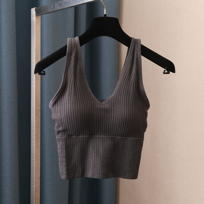 Дамски къс потник изчистен модел с широки презрамки