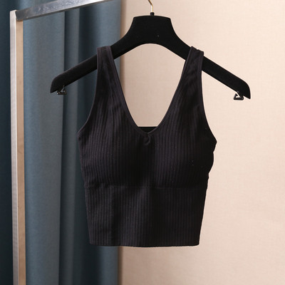 Дамски къс потник изчистен модел с широки презрамки