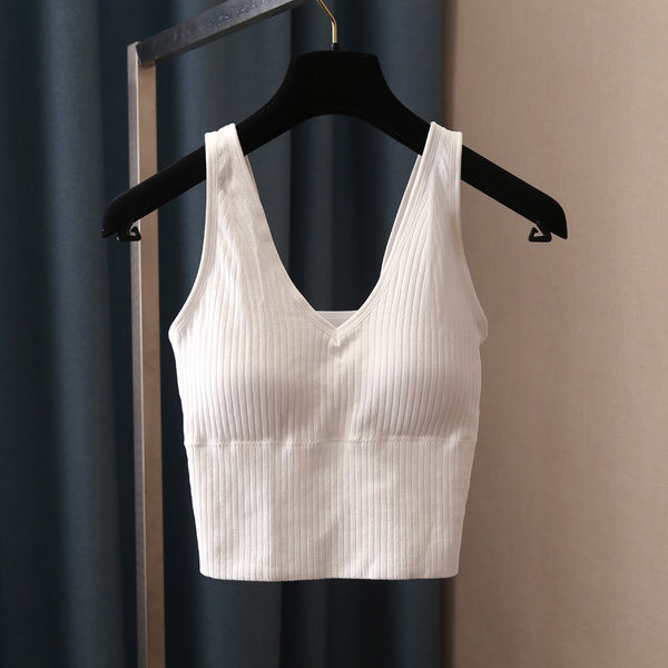 Дамски къс потник изчистен модел с широки презрамки