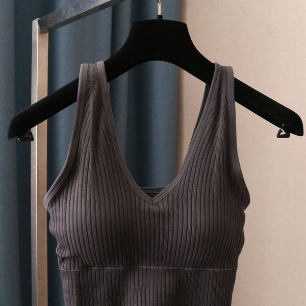 Дамски къс потник изчистен модел с широки презрамки