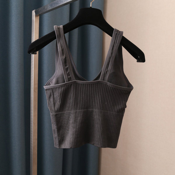 Дамски къс потник изчистен модел с широки презрамки