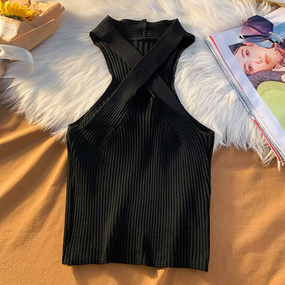 Maiou de dama model nou cu bretele incrucisate in mai multe culori