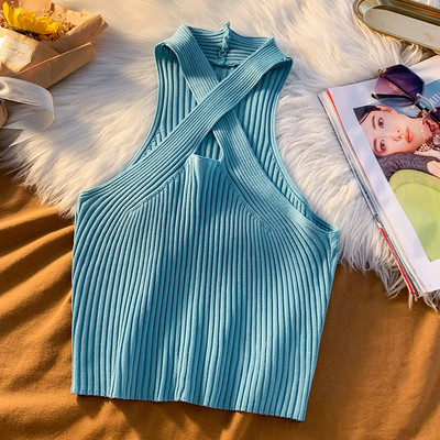 Maiou de dama model nou cu bretele incrucisate in mai multe culori