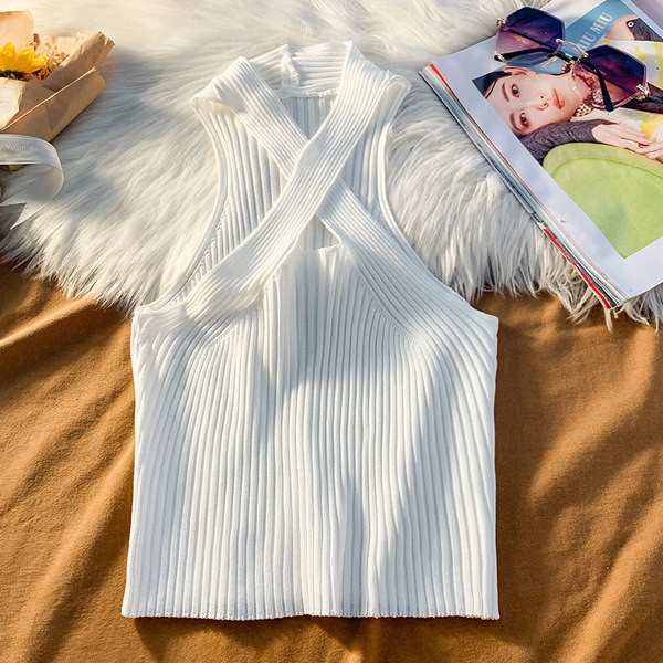 Maiou de dama model nou cu bretele incrucisate in mai multe culori