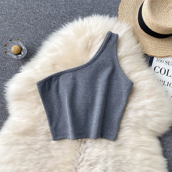 Ženska majica bez rukava na jednu naramenicu u tri boje