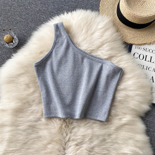 Ženska majica bez rukava na jednu naramenicu u tri boje