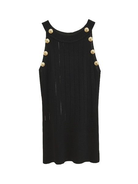 Ежедневен дамски потник с обло деколте и копчета