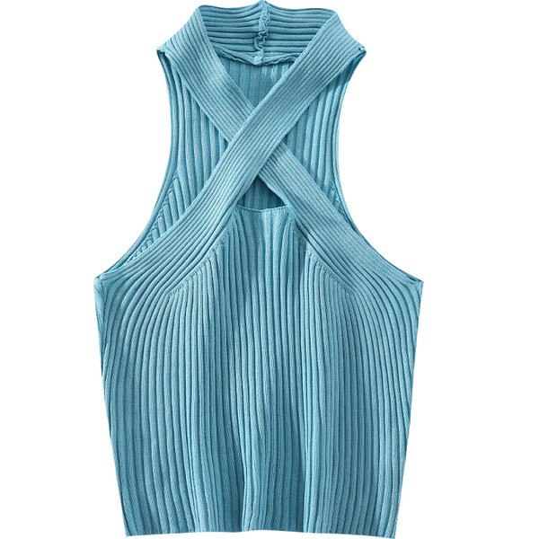 Ležerna ženska majica bez rukava sa širokim naramenicama u bijeloj i crnoj boji