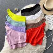 Vienkrāsains sieviešu īss topiņš ar vienu siksnu