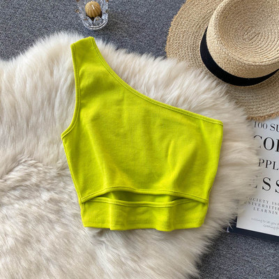 Vienkrāsains sieviešu īss topiņš ar vienu siksnu