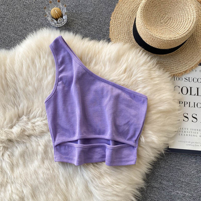 Vienkrāsains sieviešu īss topiņš ar vienu siksnu