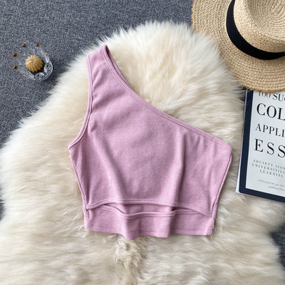 Vienkrāsains sieviešu īss topiņš ar vienu siksnu