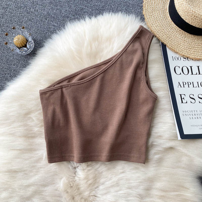 Vienkrāsains sieviešu īss topiņš ar vienu siksnu