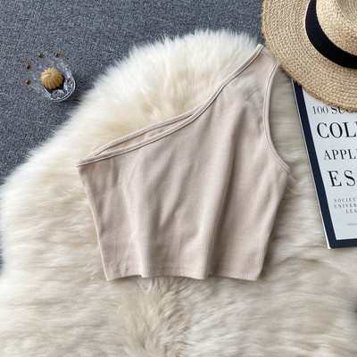 Vienkrāsains sieviešu īss topiņš ar vienu siksnu