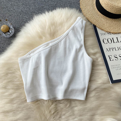 Vienkrāsains sieviešu īss topiņš ar vienu siksnu