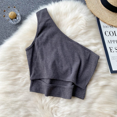 Vienkrāsains sieviešu īss topiņš ar vienu siksnu