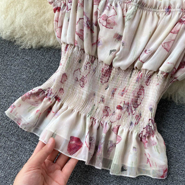 Sieviešu bikses ar ziedu rakstu un lencēm