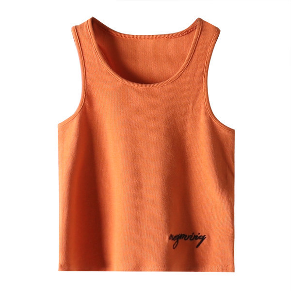 Дамски потник с овално деколте и бродиран надпис 