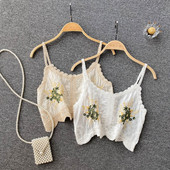 Sieviešu īss topus ar izšuvumiem un plānām lencēm