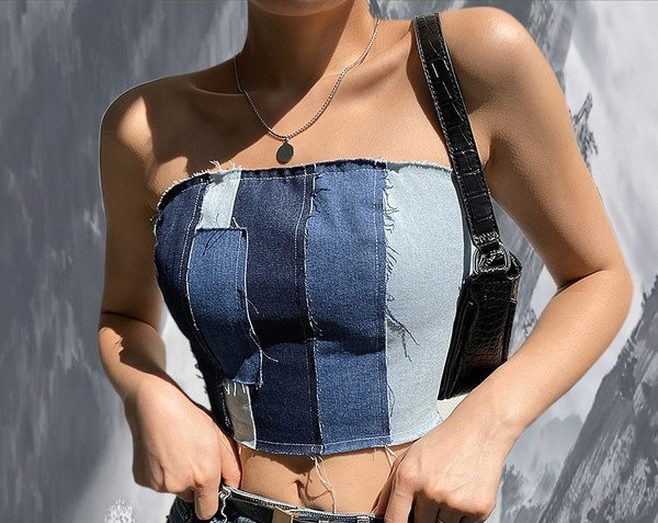 Stilīgs sieviešu pieguļošs džinsa biksītis ar saitēm