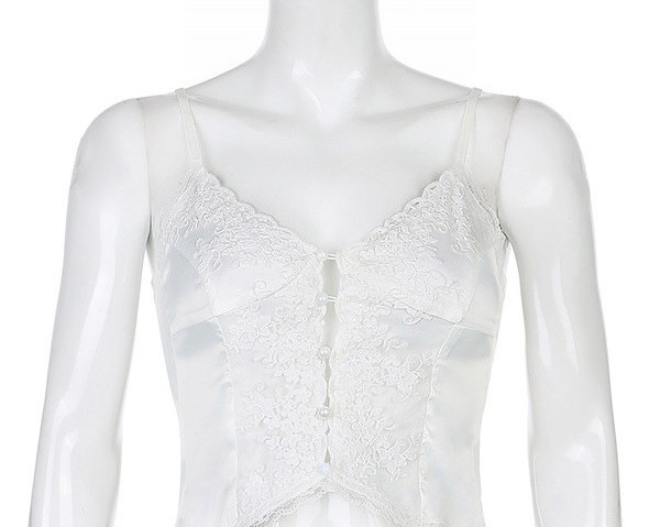 Pašreizējais sieviešu mežģīņu tops ar plānām lencēm