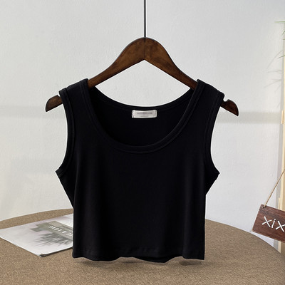 Γυναικείο κοντό τοπ απλό μοντέλο με φαρδιά λουράκια